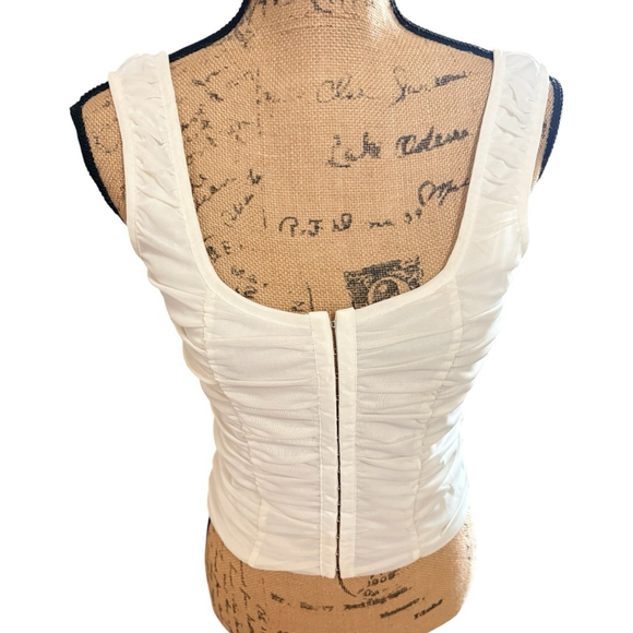 Shinestar White Ruched Tank Top Size L - Picture 2 of 7